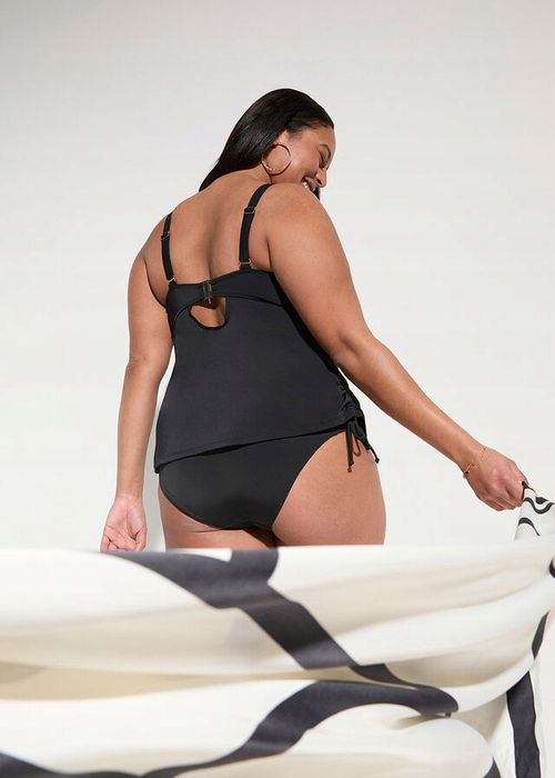 B.P.C czarne tankini na fiszbinach z marszczeniem figi w komplecie ^48