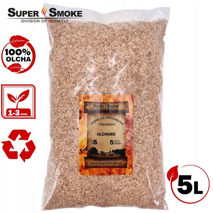 Zrębki Wędzarnicze Super Smoke OLCHA KL-02 (1-3mm) Small 5L Borniak