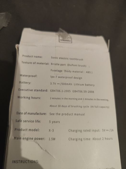 Szczoteczka soniczna elektryczna do mycia zębów bezprzewodowa USB C