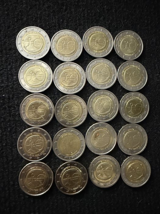 Moedas de 2€ (20) 10°  UEM comemorativas (1999-2009)