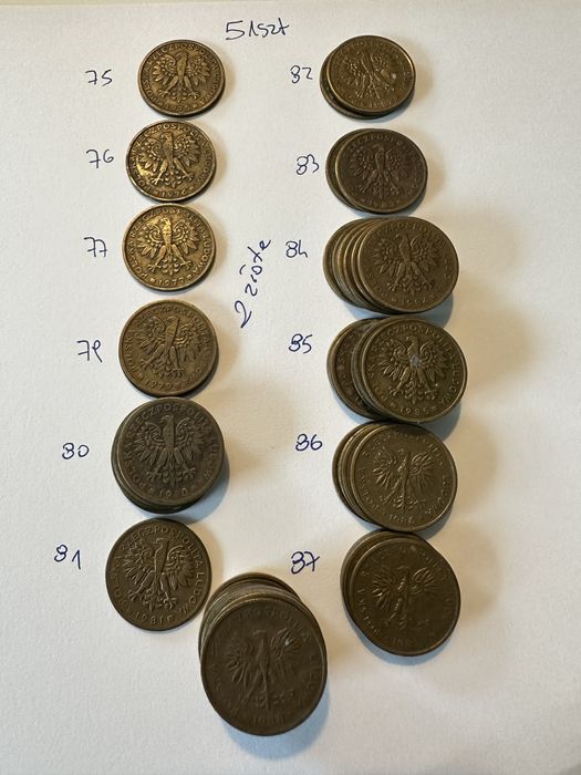 Zestaw monet z czasów PRL