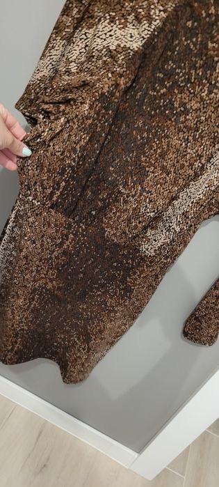 Sukienka w brązowy wzór H&M rozm. 36 jesienna
