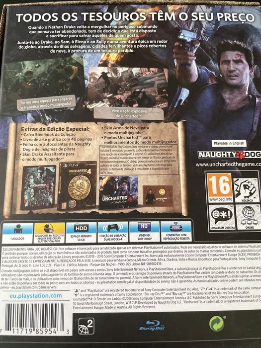 Uncharted 4 - A thief's end / Edição Especial / Ps4