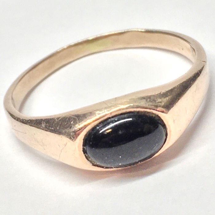 Złoty SYGNET damski 333 8K cudowny ONYKS CZARNY r. 15
