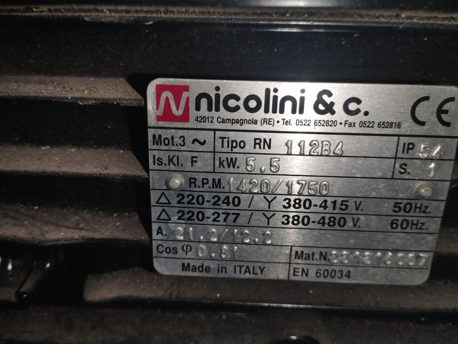 Електродвигун Nicolini 5,5 кВт Т41125