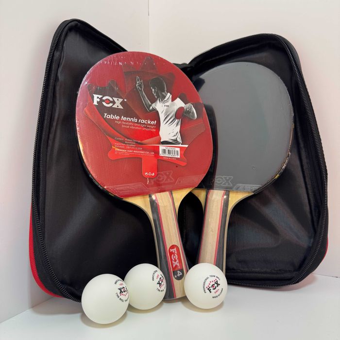 Набір для настільного тенісу пінг понгу FOX 2 ракетки 3 м’ячі та чохол