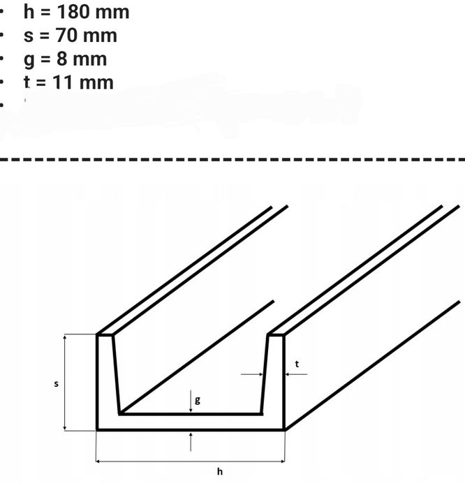 Ceownik stalowy 180x70x8 180cm