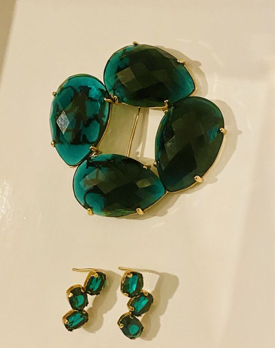 Conjunto brincos e pregadeira Carolina Herrera