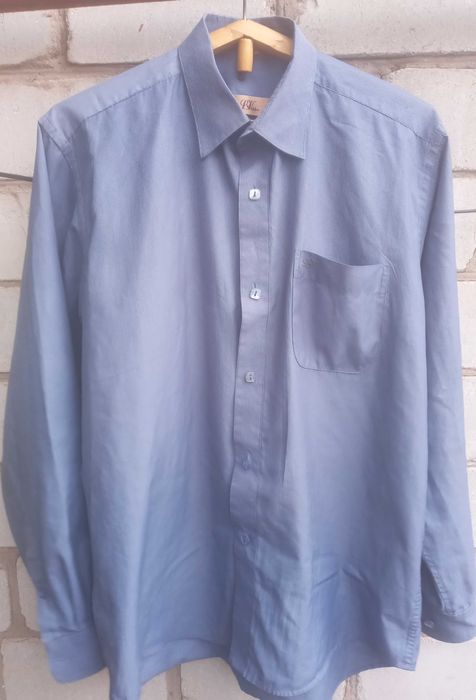 Рубашка мужская голубая синяя серая в полоску 41 размер воротника