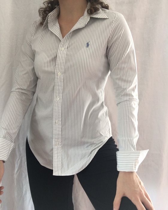 boska nowa koszula Ralph Lauren biala w paski niebieskie M 38