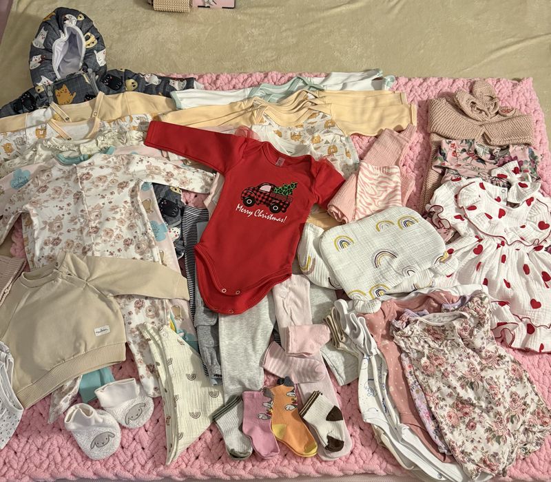 Лот , набір , пакет речей на дівчинку 62 68 , 3-6 міс