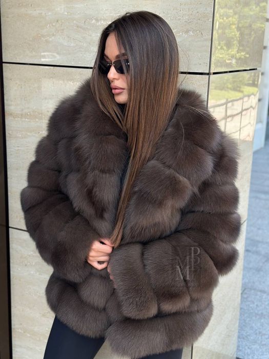 Женская песцовая шуба, полушубок в окрасе соболь, 65 см длина, 42-54 р