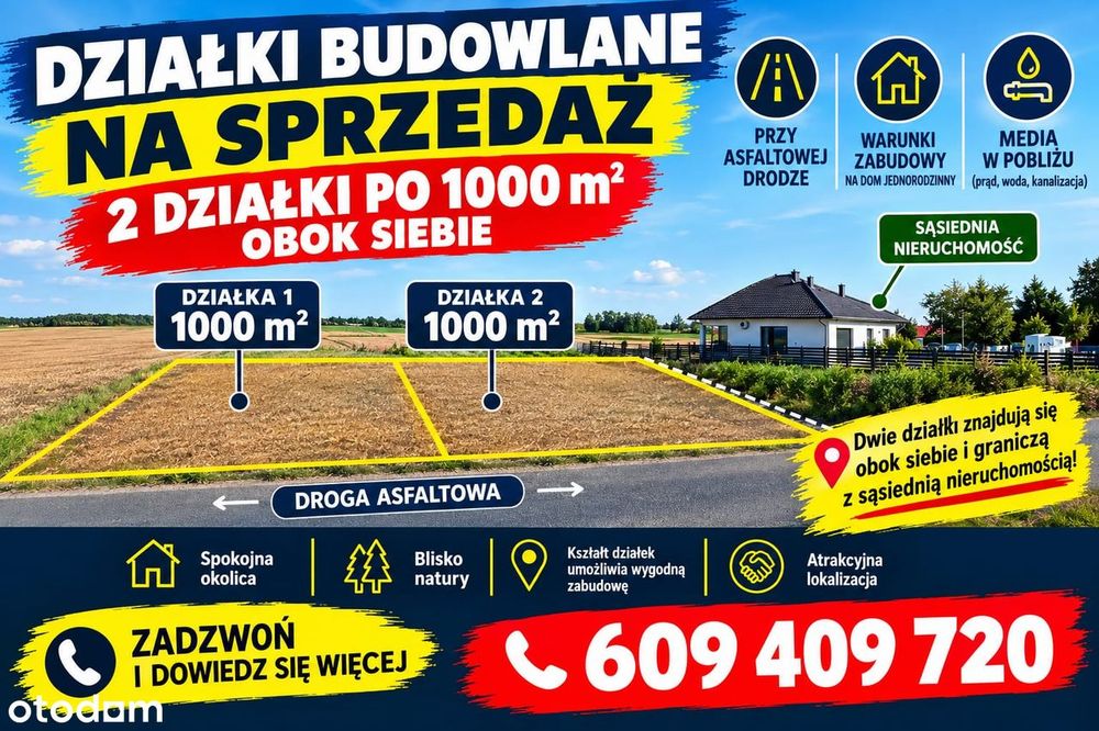 Działka budowlana z asfaltowym dojazdem