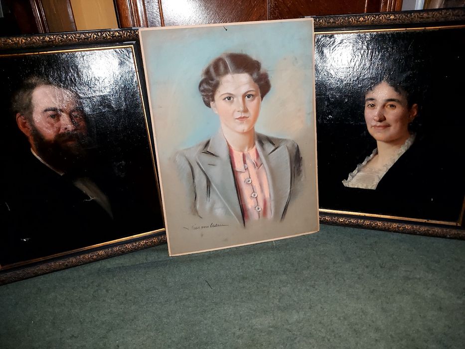 Bardzo ladny syg portret pastel stary 100% oryginal.