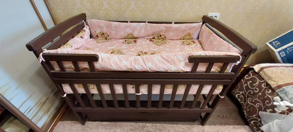 Дитяче ліжечко Дубок Еліт з ящиком + Матрац еліт 11-12 см
