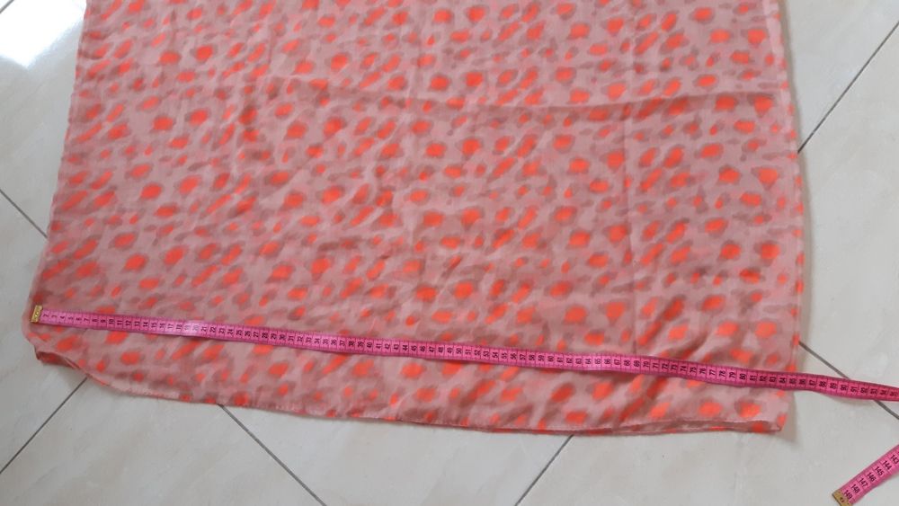 Szal szalik chusta apaszka komin beż morela pomarańczowe cętki ciapki