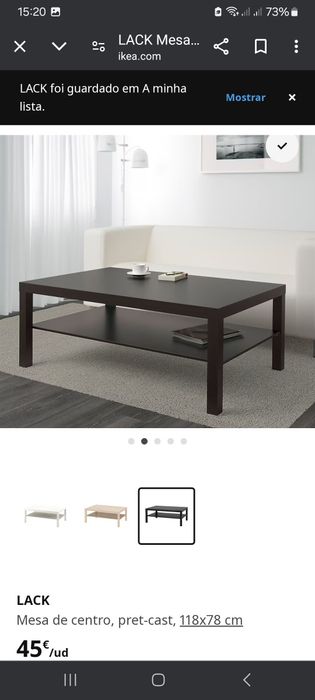 Mesa centro Lack ótimo estado