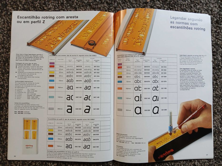 material e catálogos de desenho técnico ROTRING  vintage