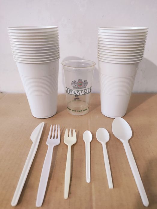 Новая Пластиковая Посуда - Вилки,Ложки,Ножи,Стаканы