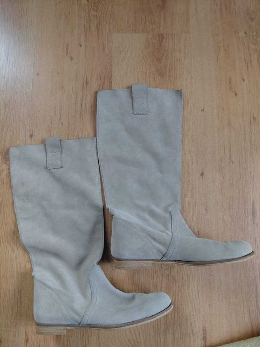 Skórzane kozaki letnie, luźna cholewa r.40