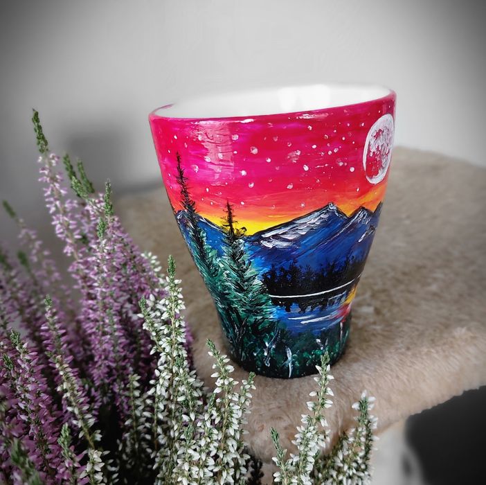 Kubek Góry RĘCZNIE MALOWANY Handmade Motyw Górski