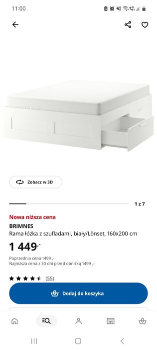 Rama łóżka BRIMNES IKEA 160X200