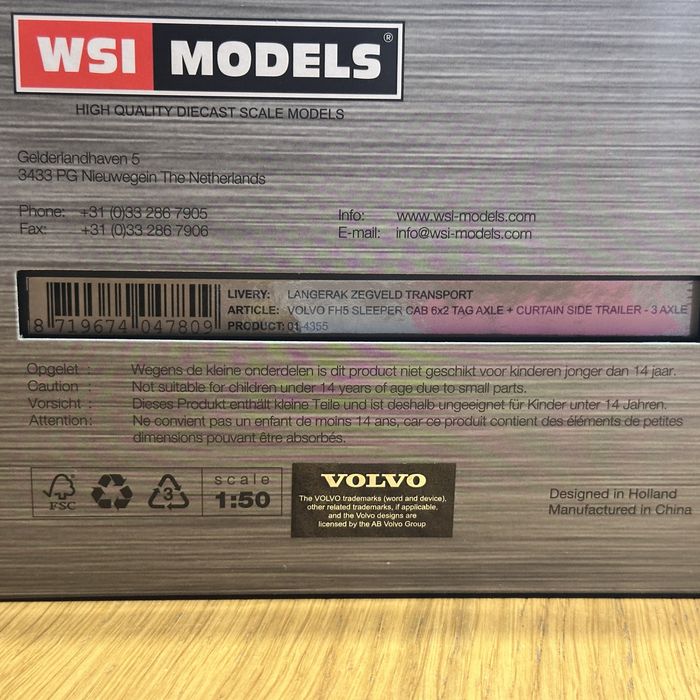 Model 1:50 WSI Volvo FH5 SC 6x2 + naczepa