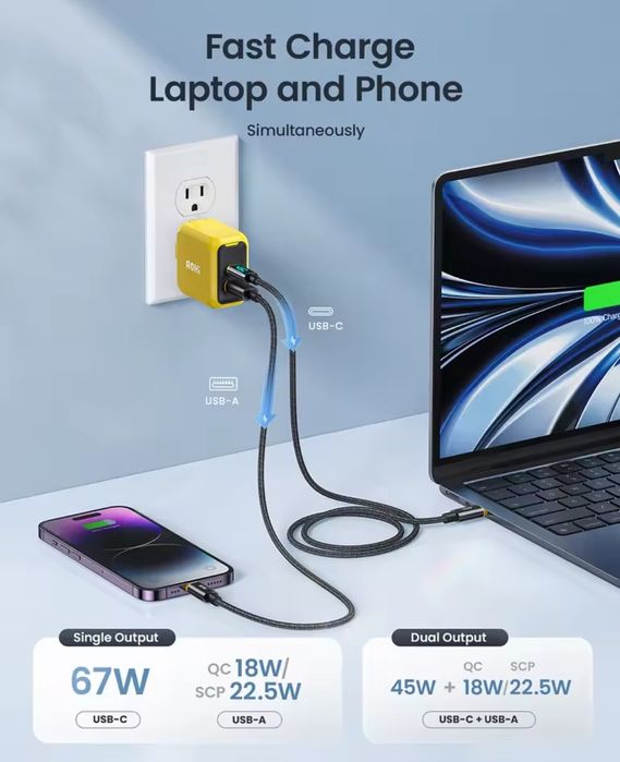 Зарядное AOHI Magcube 67 W Gan . Premium !!!