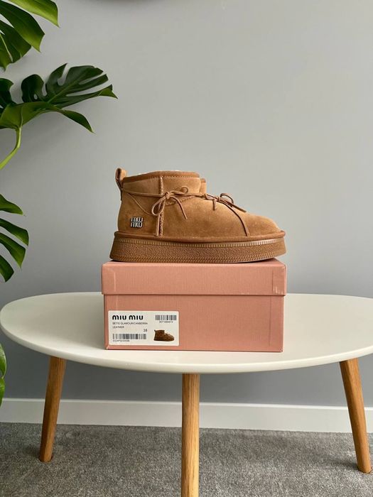 Buty damskie Miu Miu zima cheestnut