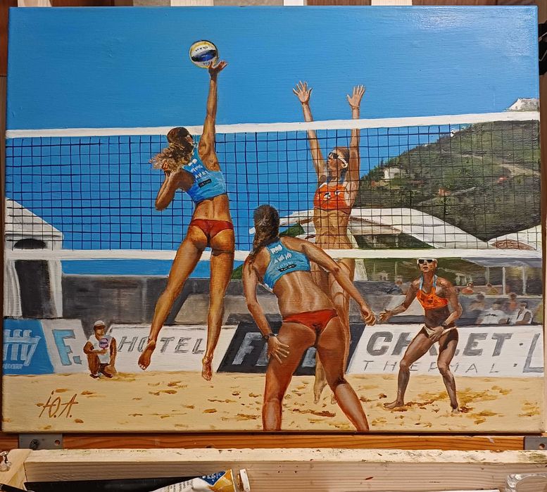 Картина "Стрибок над сіткою", 40х50см