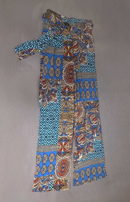 Spodnie z wysokim stanem, szeroka nogawka 34 - wzory