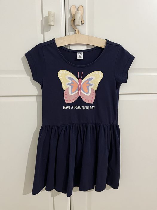 Dopodopo granatowa sukienka 110 cm • motyl brokat • beautiful day