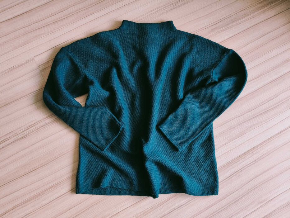 Mohito, damski sweter z długim rękawem, butelkowa zieleń, półgolf, r. M