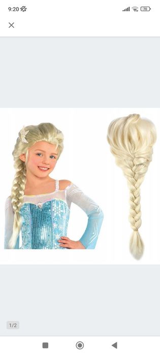 Sprzedam Peruke Włosy warkocz plus zestaw warkocz, włosy,korona , różd