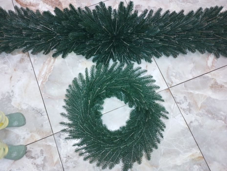 Ялинкова гірлянда на камін,перила.Новорічний декор,штучна лита гілка.