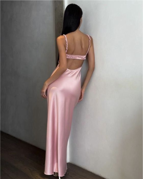 Шовкова сукня рожева сукня сатинова атласна сукня на новий рік