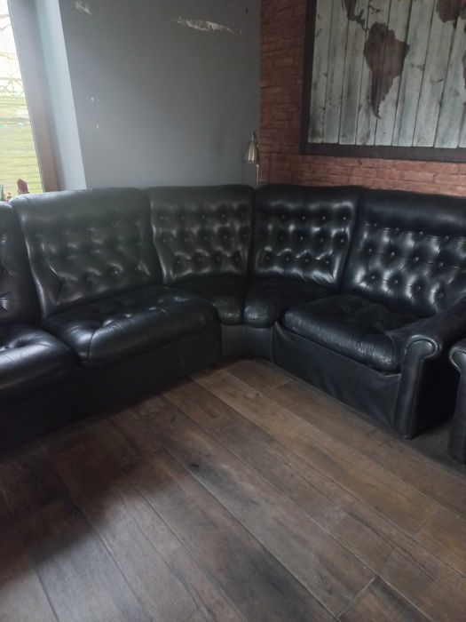 Kanapa narożna skórzana czarna sprzedam
