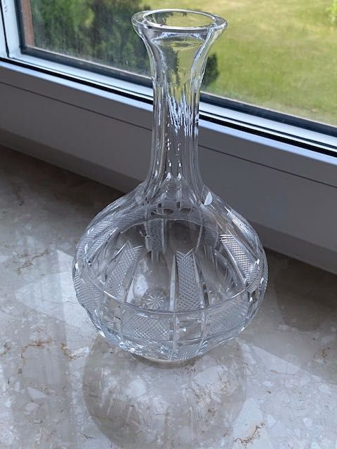 Karafka kryształowa biała  wysokość 23 cm * kryształ polski PRL