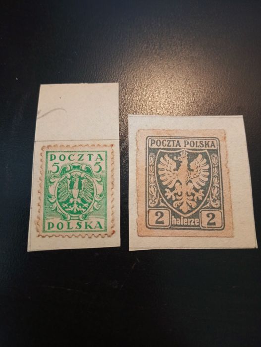 2 selos antigos Polonia Poczta Polska  1919 - Sem carimbo