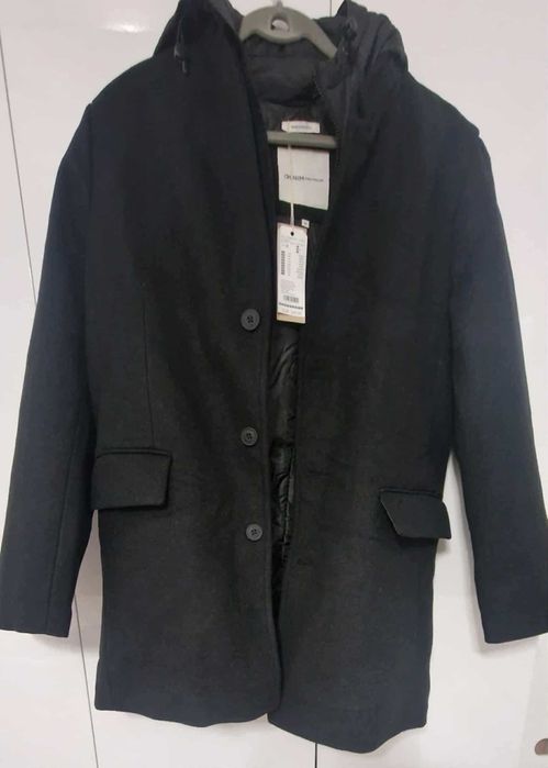 Płaszcz wełniany męski TOM TAILOR DENIM z kapturem rozm. M czarny