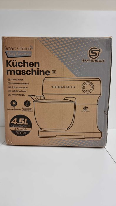 Nowy mikser planetarny SUPERLEX 800W, misa 4,5L, 3 końcówki