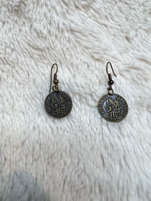 Kolczyki stare vintage replika monety filigranowe lata 80s Francja