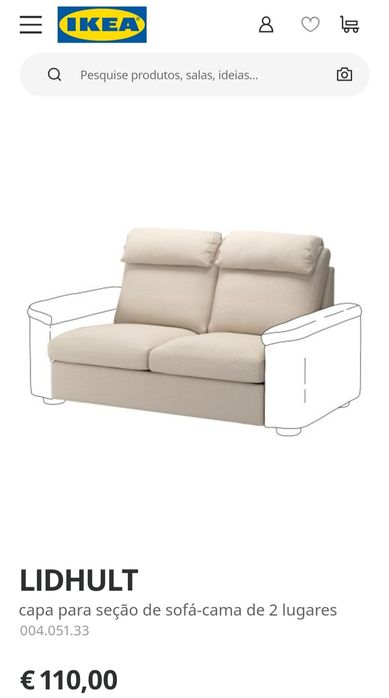 Capa sofá-cama LIDHULT IKEA branca
