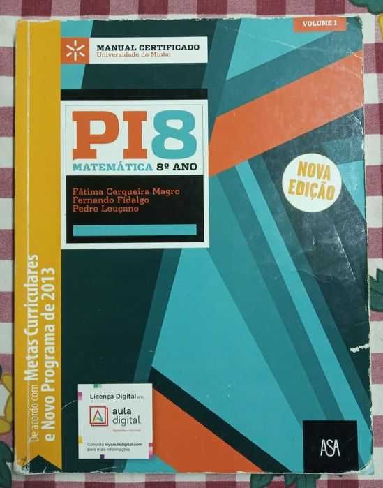 Livro 8º Ano Matemática PI8 Vol.1 + Vol.2 + Caderno de Actividades