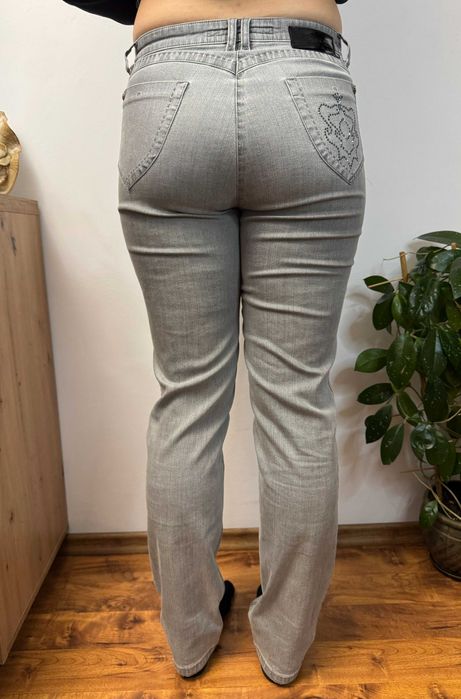 Spodnie jeansowe szare jeans stretch proste straight Zerres Jeans 40 L