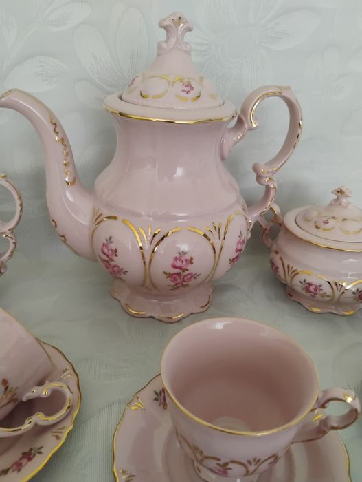 Serwis różowa porcelana Leander