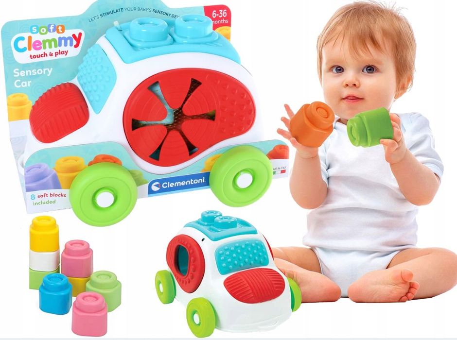 Zabawka Clemmy SAMOCHÓD Sensoryczne AUTKO  + KLOCKI