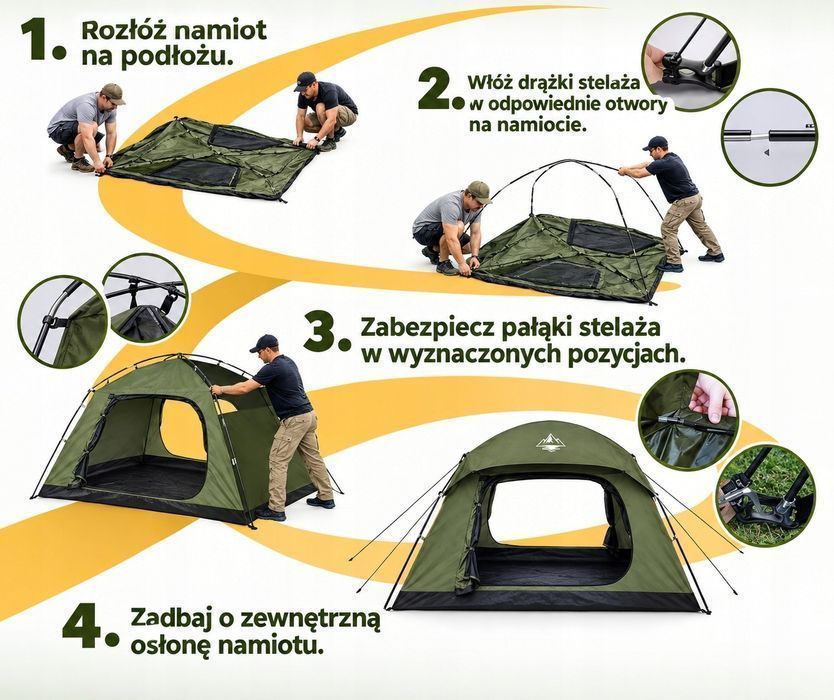 Namiot Kempingowy Purebox Dla 3-4 Osób Z Pokrowcem Przeciwdeszczowym
