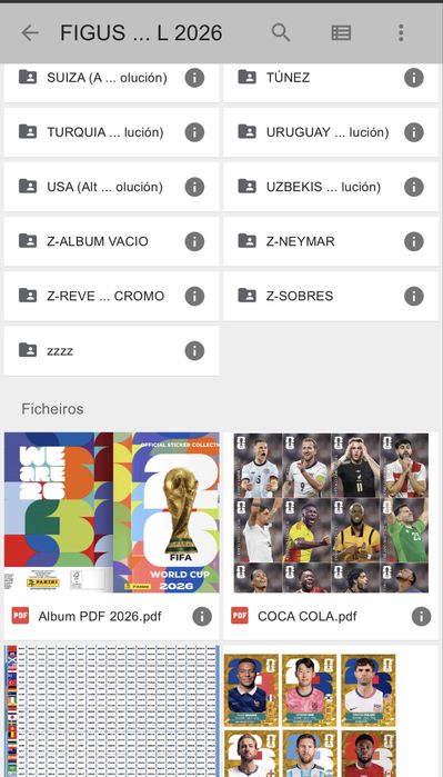 Vendo o Pdf dos cromos