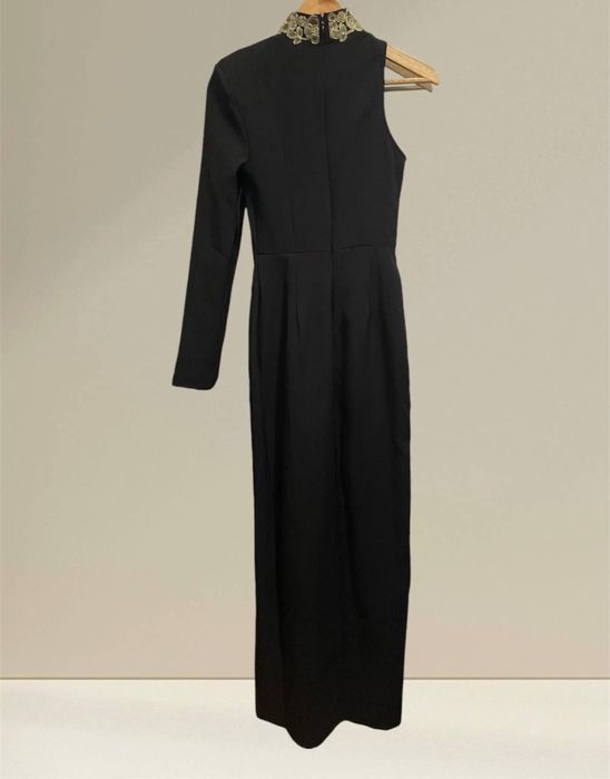 Святкова Розкішна сукня довга на одне плече з розрізом на нозі